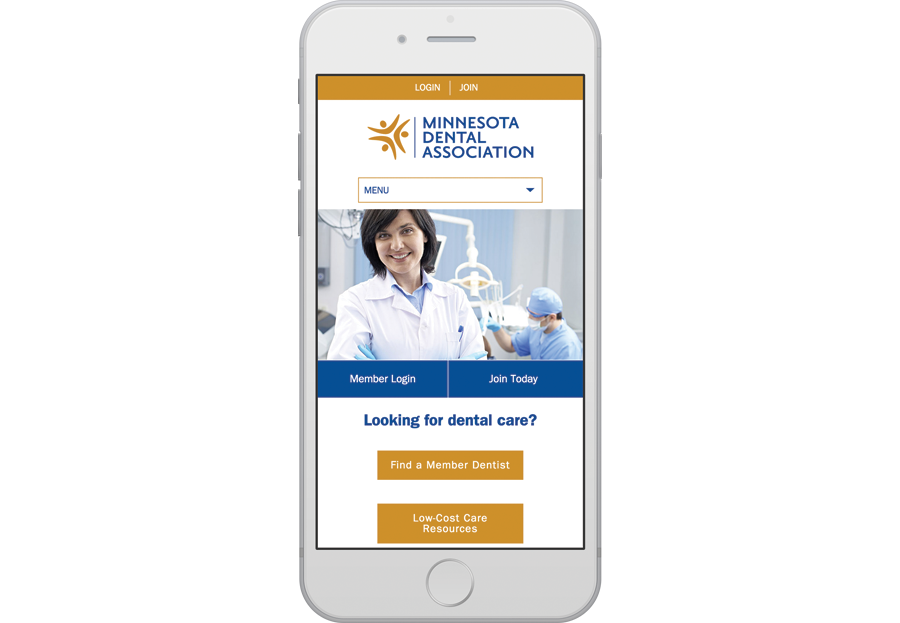 Minnesota Dental Association mobile homepage